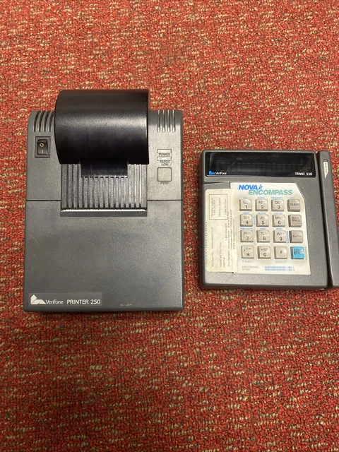 Verifone 250 Printer And Verifone Tranz 330 Card Reader with cords Verifone 250 Printer And Verifone Tranz 330 Card Reader with cords