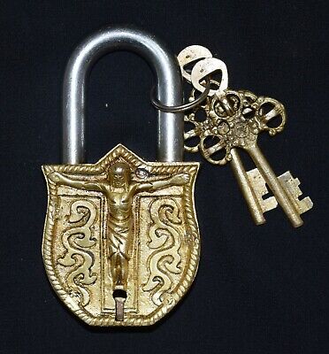 God Jesus Design Padlock Brass Victorian Style Safety Door Lock Heavy Lock BM12