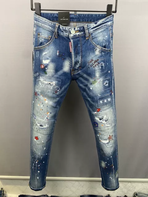 Dsquared2 jeans embroidery ripped slim-fit fashion brand -D2