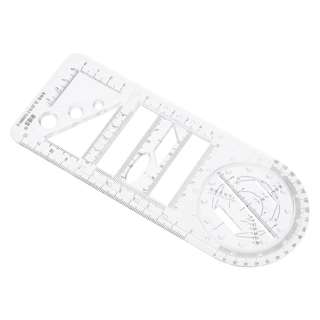 Righello da taglio con bordo in metallo, lunghezza 30 cm, larghezza 5 cm, trasparente con griglia di misurazione