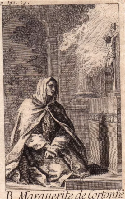 Portrait XVIIIe Marguerite de Cortone Margherita da Cortona Franciscaine 1722