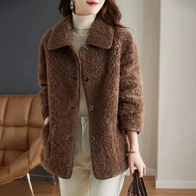 Manteau De Fourrure Véritable Marque J.Kopetzki - Taille L, Couleur Beige, Occasion Très Bon État - Style Hiver Long