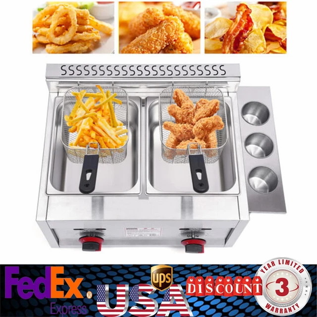 Countertop Gas Deep Fryer Propane Gas Stainless Steel Outdoor Use Round 2 Burner