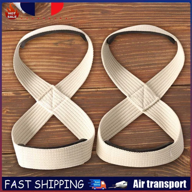 Padded Figure 8 Deadlift Training Straps Pull-Ups Straps for Gym Fitness (White)