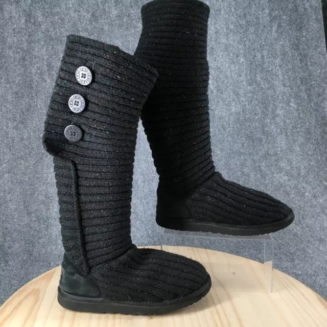 Ugg Australia Sock Boots Womens 9 Cardy Tall Sweater Knit 1004540 Black Casual