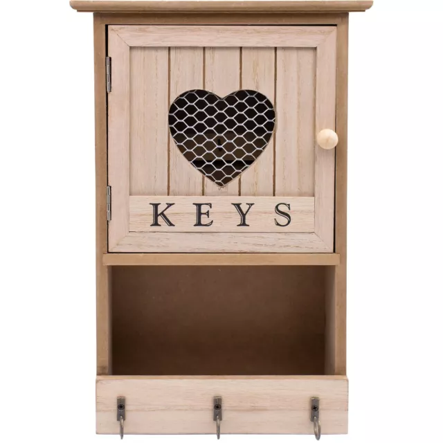 Wall Mounted Wooden 9 Key Box Cabinet Heart Keyhole Holder