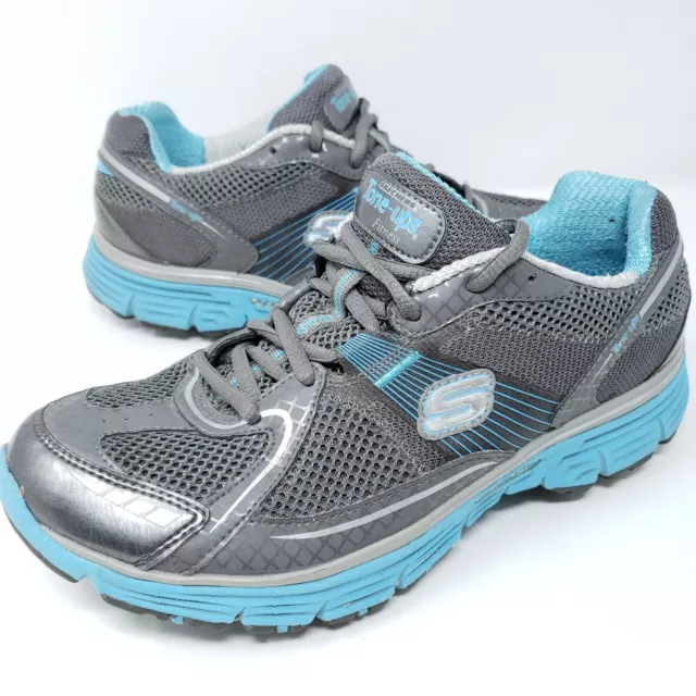 SKECHERS TONE UPS Women's Toning Shoes Gray Athletic Fitness Sneakers Sz 9 EUR -