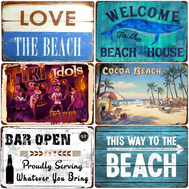 Love The Beach Tin Sign Bar Pub Cafe Shop Wall Decoration Metal Art Iron Plate