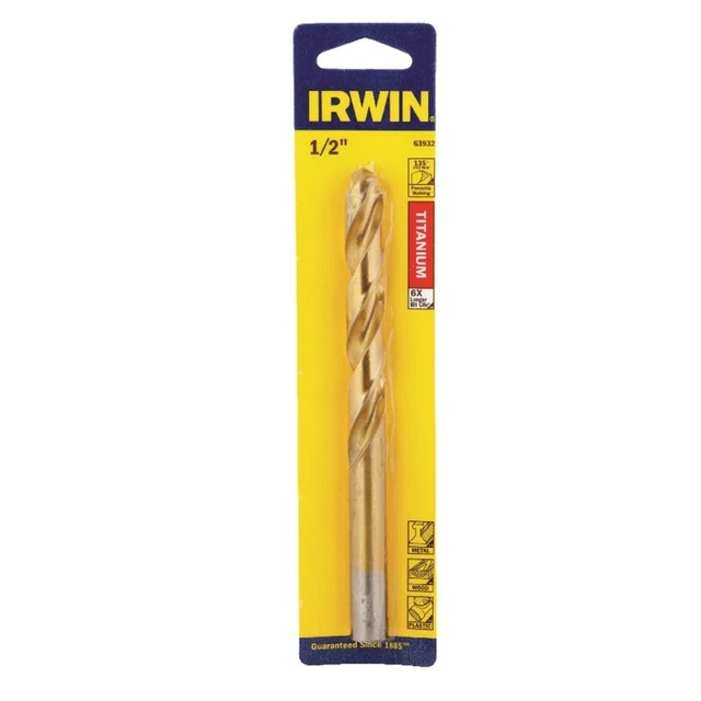 Irwin 63932 Titanium Nitride High Speed Steel SAE Drill Bits 1/2 x 6 L in.