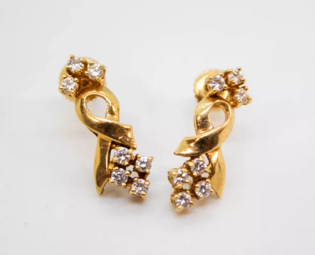 Vintage Solid 14Kt Gold Real Diamond Earring Set 3.5 Gm