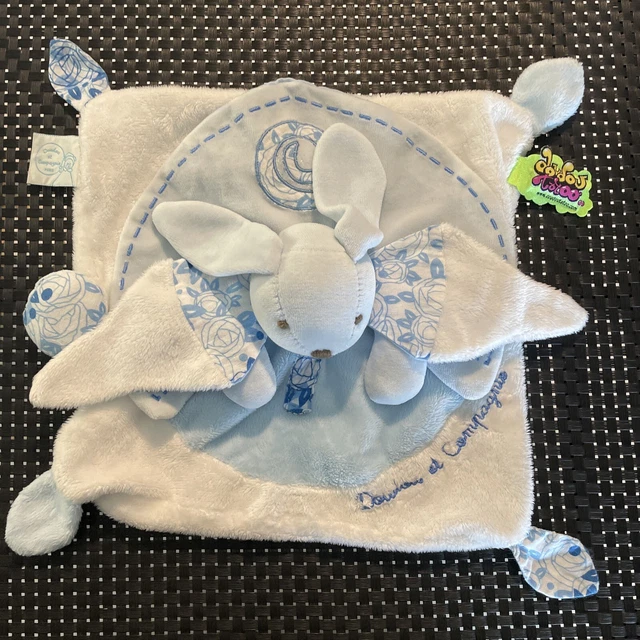 Doudou Et Compagnie Plat Lapin Bleu Blanc Spirale Doudou Tatoo 24/24Cm