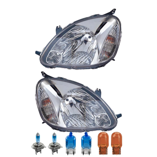 2 Phares Avant H4 Pour Toyota Yaris P1 1999-2003 - Gauche Et Droit Neufs
