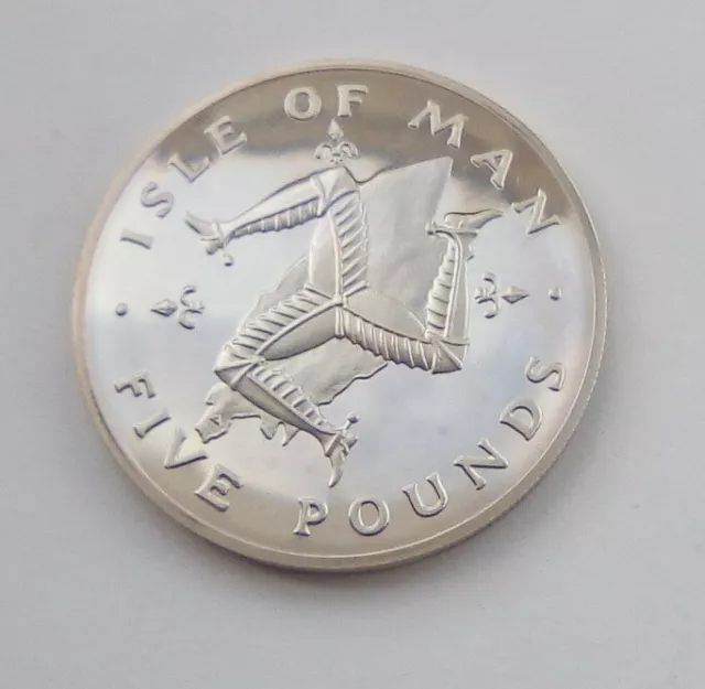 Isle Of Man Silver Proof 1981 £5 Five Pound Coin Die Mark D Triskele