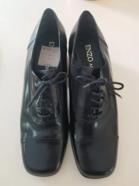 VTG Enzo Angiolini Black Leather Oxford Lace Up Shoes Sz 8.5M Granny Core Y2K