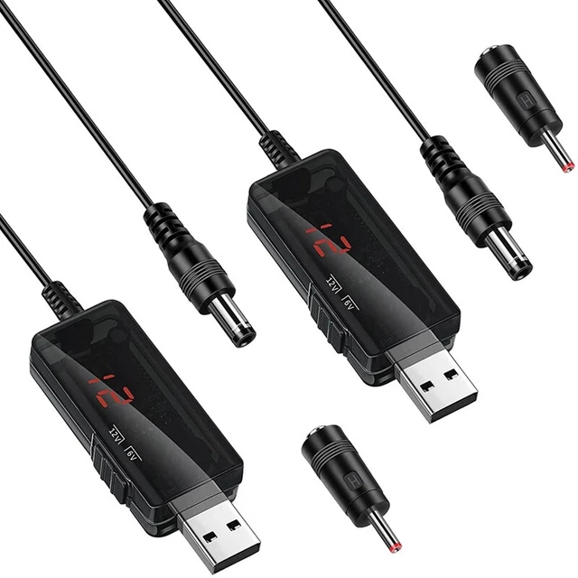 2 Pieces DC 5V to DC 9V 12V USB Voltage Converter Cable with 1A Step-Up V7M8