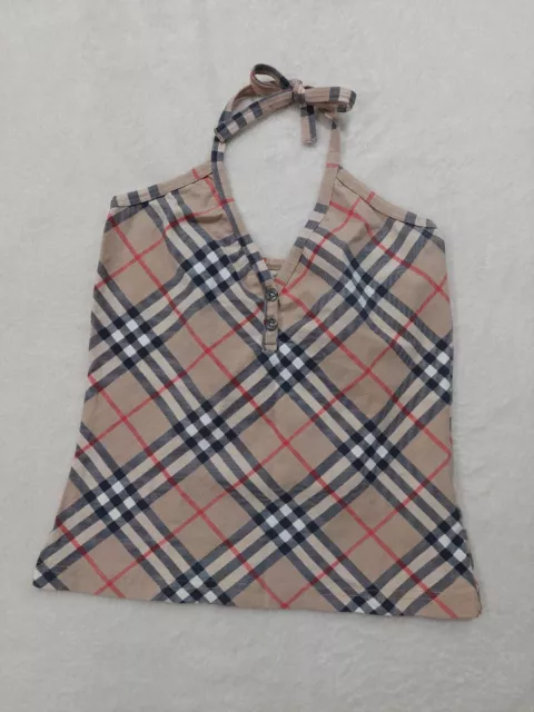 Burberry London Nova Check Halter Top Womens Size XS Petit Crop Top Tie Neck Y2K