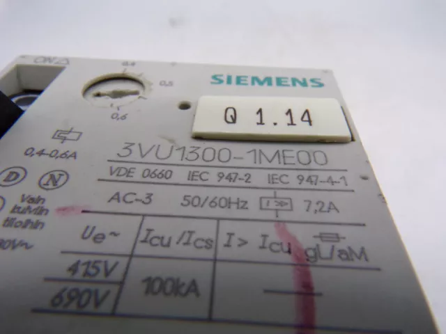 Siemens 3Vu1300-1Me00 Motor Starter