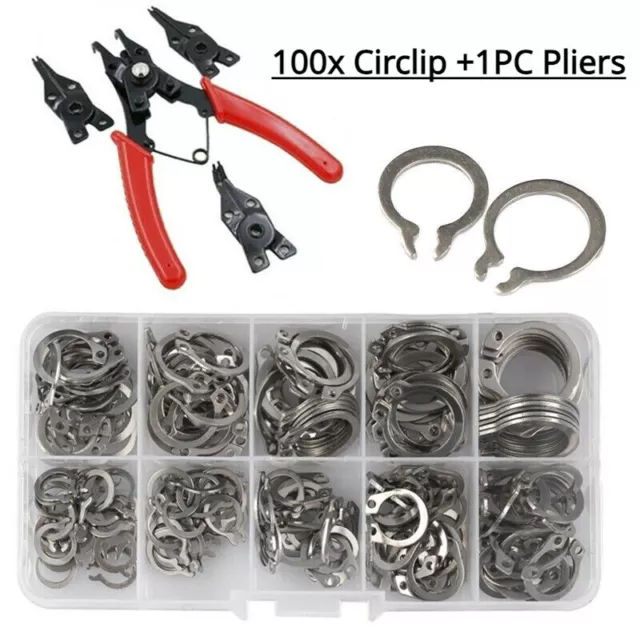 100Pc Circlip Set External Circlips Snap Ring Assortment Set Retaining Cir Clips