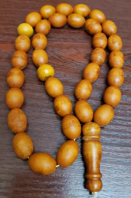 Antique amber german old rosary 33 BIG beads 77 gr beads Necklace