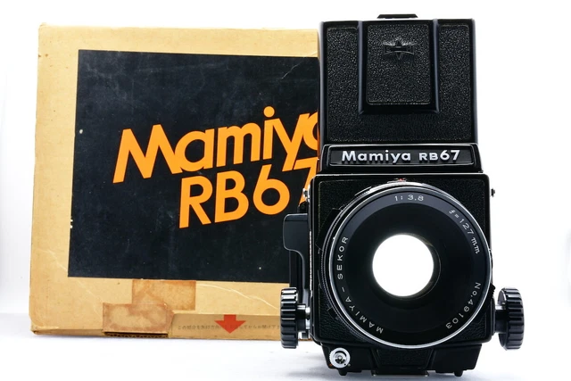 Rare w/box!! [Almost Unused] MAMIYA RB67 Pro 127mm F3.8 120 film back From JAPAN