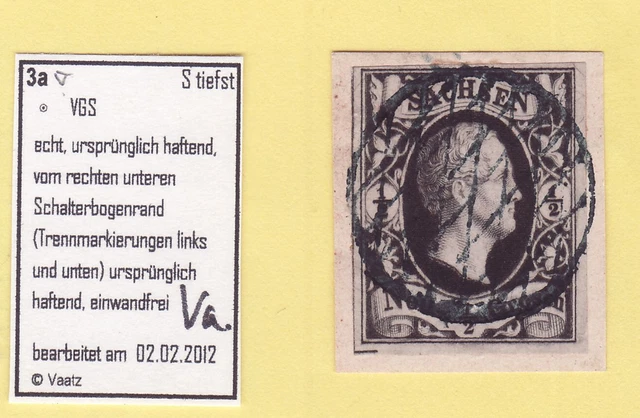## AD Sachsen MiNr 3 a Bfst. , IDEAL - STEMPEL , tiefst BPP - GEPRÜFT , LUXUS ##