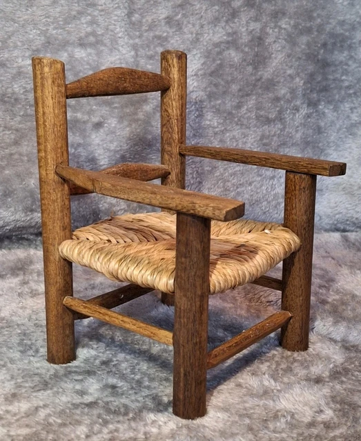Vintage miniature poupée en bois rocking chair rustique fait