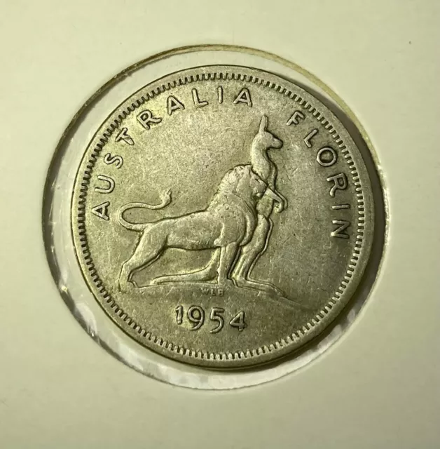 1954 Royal Visit Florin (50% silver) QEII - circ, pre-decimal, ~VF