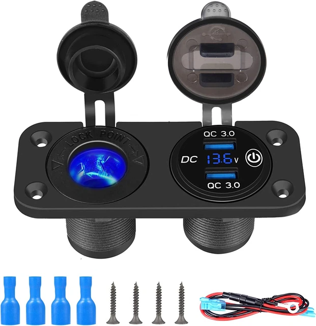 QC3.0 USB Chargeur De Voiture 12V/ 24V Prise Allume Cigare Avec Interrupteur Tac