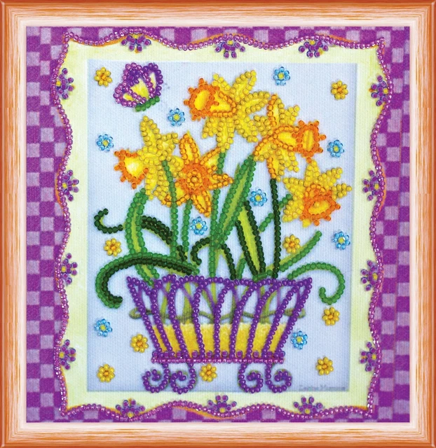 Hazlo tú mismo Kit de bordado de cuentas ""Narcisos en flor"" Cuentas costura punta de aguja
