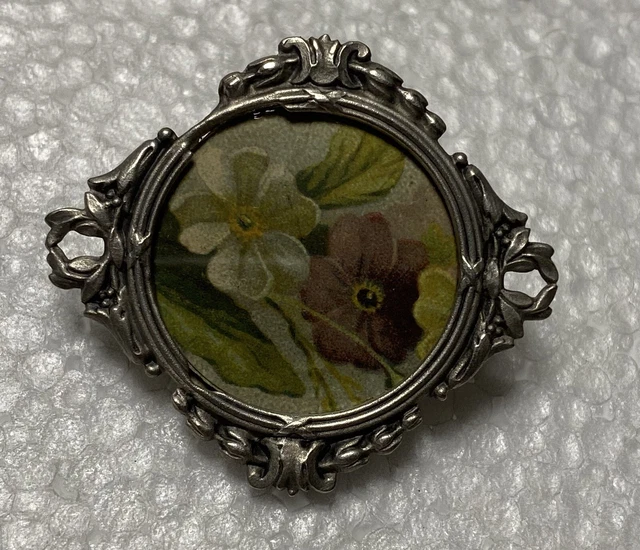 Broche porte photo ancienne - argent massif