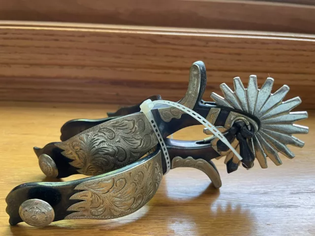 Pair of Floral Engraved Cowboy Boot Spurs