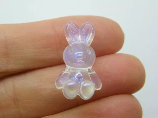 30 Rabbit bunny beads glitter dust clear acrylic AB874 2