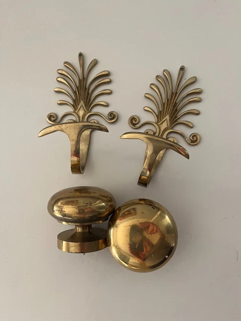 Paire D'embouts De Rideau Anciens – Bronze Ou Laiton – Boule – Pour Tringle – Occasion