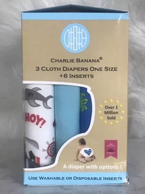 Charlie Banana Baby Fleece Reusable and Washable Cloth Diaper System, 3 Diapers