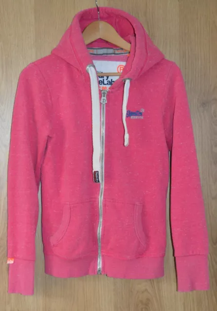 Womens Superdry Orange Label Pink Flecked Hoodie Size Small/8-10.