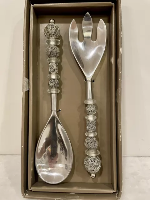 Pier 1 Imports Serveware  Salad Serving Fork & Spoon Set Filigree New OB