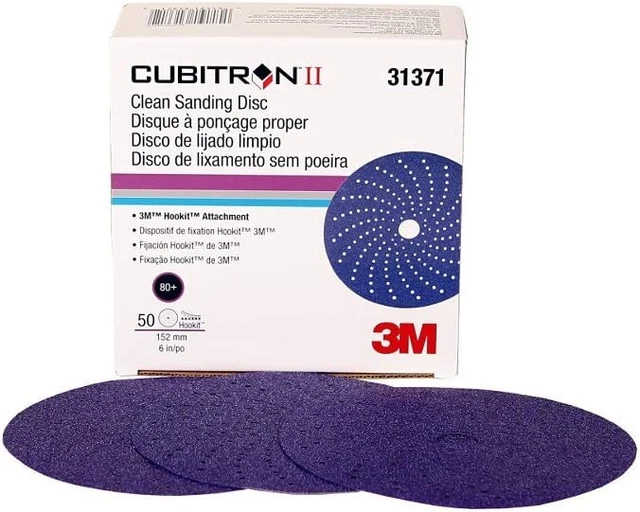 3M 31371 Cubitron II Hookit Clean Sanding Abrasive Disc, 6", 80+ grade, 50 Pc