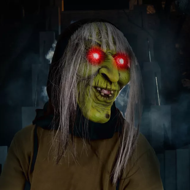 Vecchio costume da strega Halloween spaventoso realistico cosplay lattice con capelli