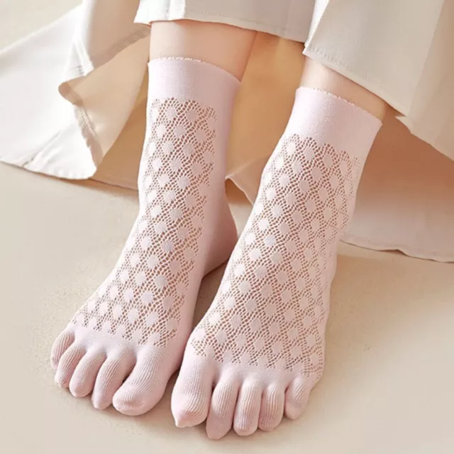 Silk Velvet Mesh Cotton Breathable Five Finger Socks Women Hosiery Thin Socks