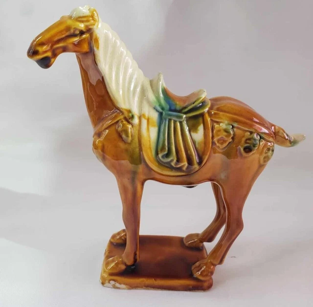 Vtg.  Chinese Tang Dynasty Style Imperial Sancai Tri-Glaze War Horse figurine