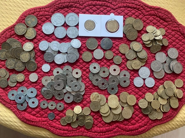 Beau Lot + de 202 pièces de monnaies françaises,  Bronze, aluminium, Nickel ...