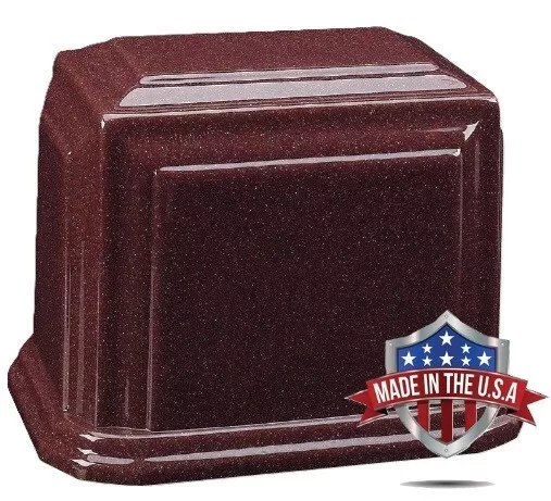 At Peace Memorials Millennium XL Cultured Marble Urn for Ashes (Burgundy) 300 C