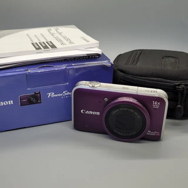 Canon PowerShot SX220 HS 12.1MP Compact Digital Camera Purple Tested