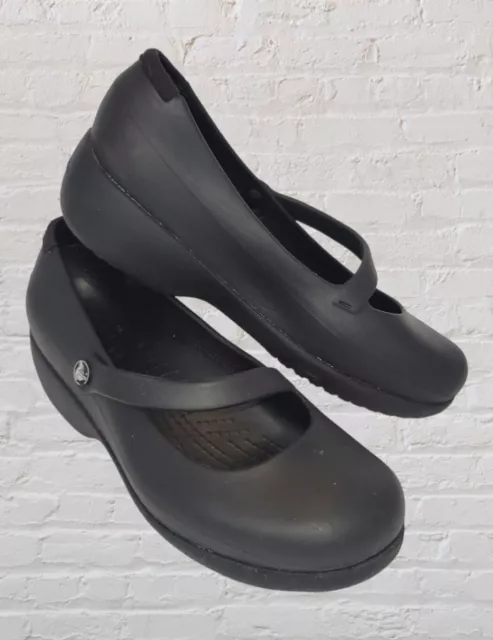 Crocs Womens 5 Black Alice Mary Jane Shoes Casual Comfort Slip On Clean