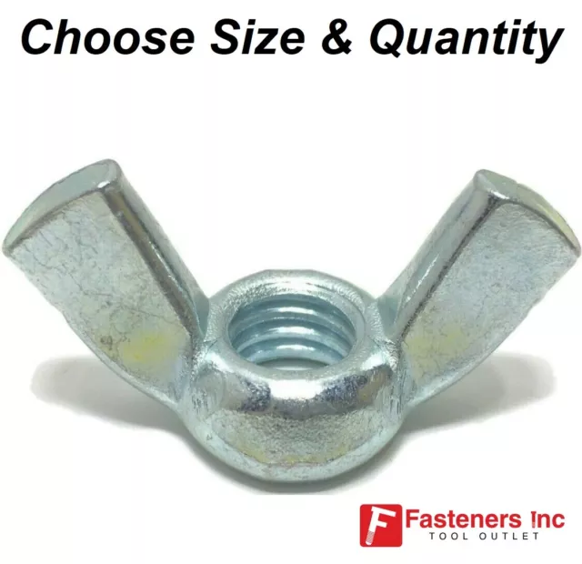 UNC Coarse Thread Wing Nut Zinc Plated Steel Nuts (Choose Size & Quantity)