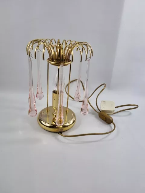 Glass Drops Waterfall Art Deco Nightstand  Vintage Lamp from 80s -tested,working