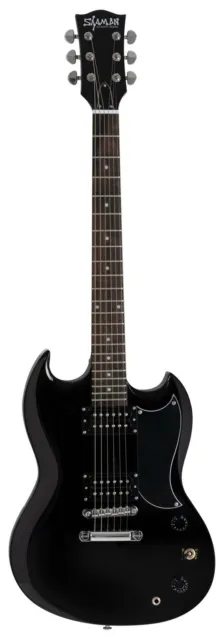 Shaman E-Gitarre Double Cut Style Design Humbucker Mahagoni Hals Linde schwarz 3