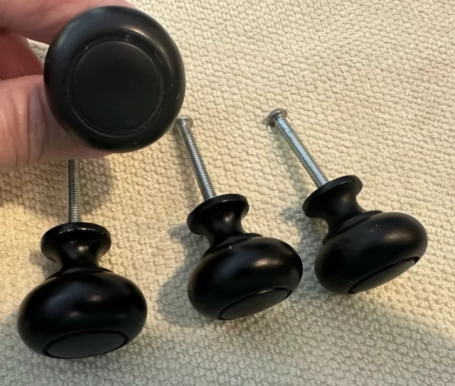 Lot of 4 Matte Black Kitchen Cabinet Knobs Round Single Hole Drawer Pulls