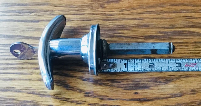 1930s Dodge Plymouth T~SHAPED TRUNK HANDLE w/KEY vtg exterior deck lid lock 2
