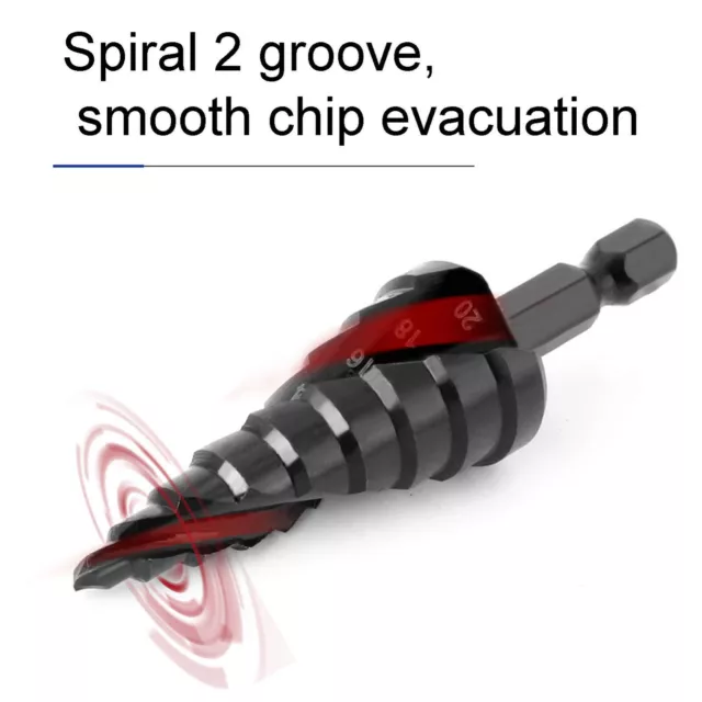 Step Drill Bit HSS Spiral Groove Pagoda Hole Reamer Hex Shank Tool for Metal